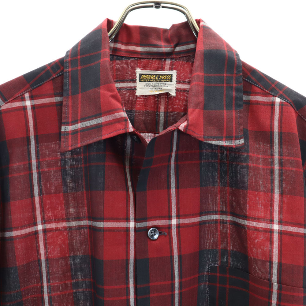 DURABLE PRESS 60s ヴィンテージ ボックスシルエット チェック柄 長袖 シャツ M ボルドー 他 メンズ