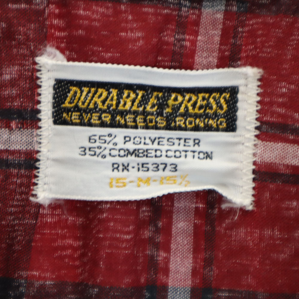 DURABLE PRESS 60s ヴィンテージ ボックスシルエット チェック柄 長袖 シャツ M ボルドー 他 メンズ