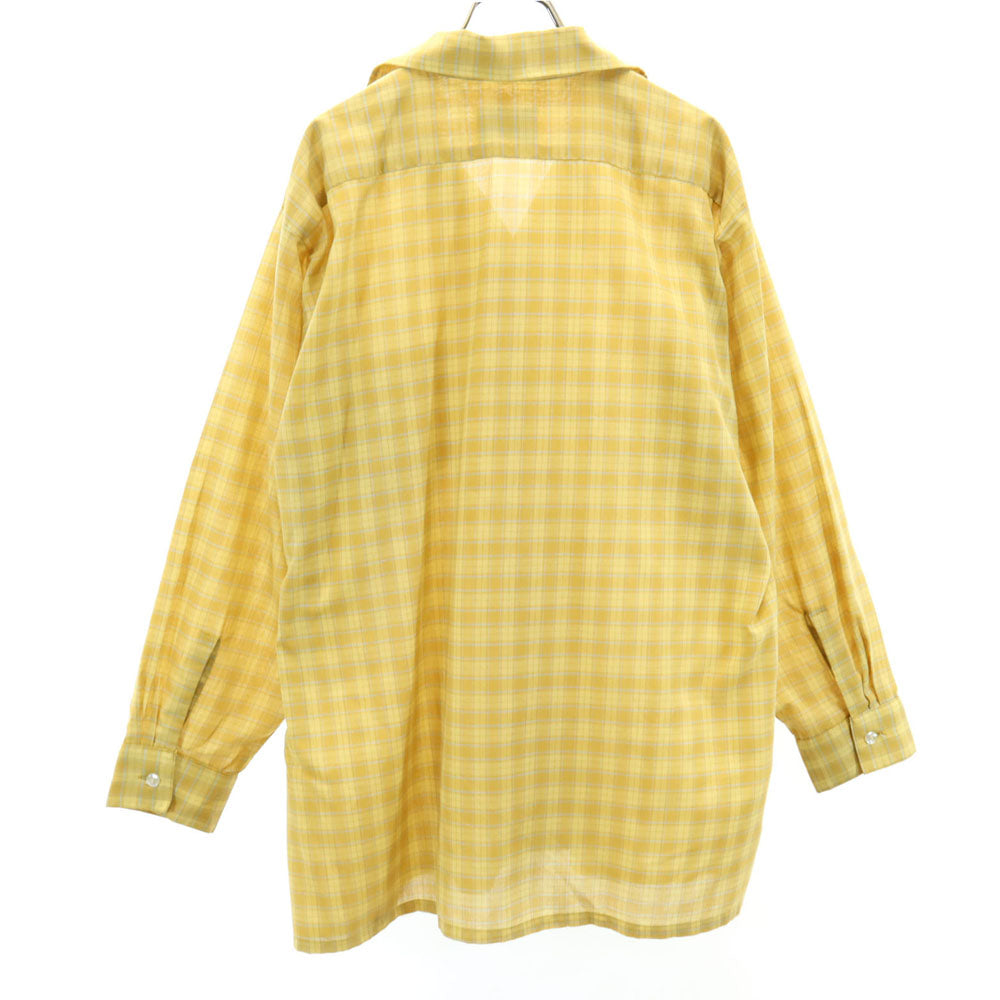 ARROW アロー 60s ヴィンテージ ボックスシルエット チェック柄 長袖 オープンカラーシャツ L マスタード 他 ビッグサイズ メンズ