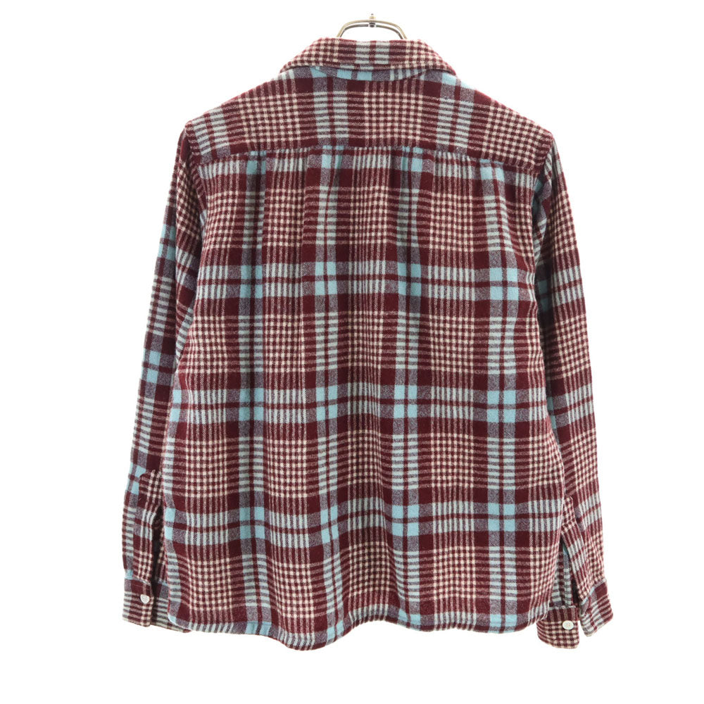 VAN HEUSEN ヴァンヒューゼン 50s 60s 開襟 ヴィンテージ ボックスシルエット チェック柄 長袖 オープンカラーシャツ M ブラウン系 メンズ