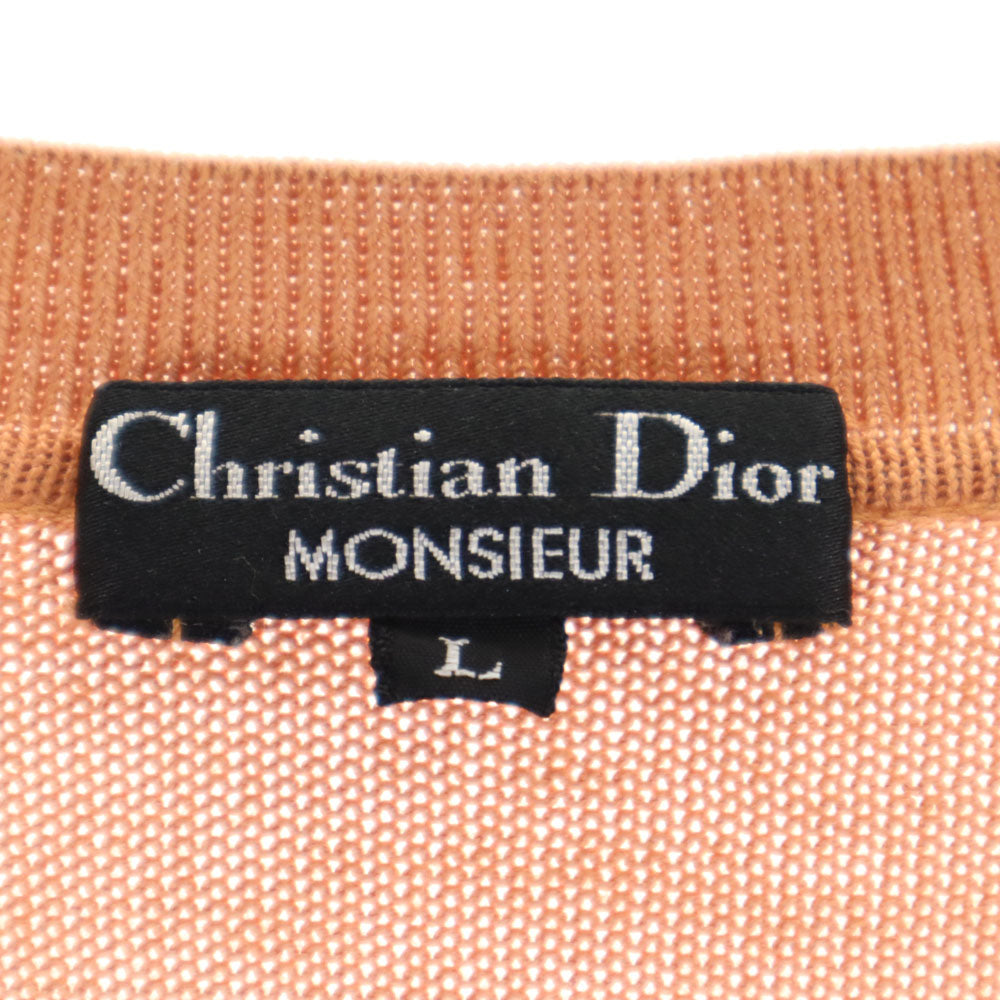 Christian Dior クリスチャンディオール 90s オールド ムッシュ シルクブレンド 長袖 Vネック セーター L ベージュ系 MONSIEUR ニット メンズ