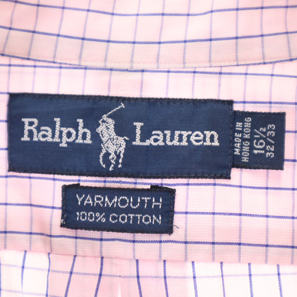 ラルフローレン チェック柄 長袖 ボタンダウンシャツ 161/2 ピンク系 RALPH LAUREN メンズ
