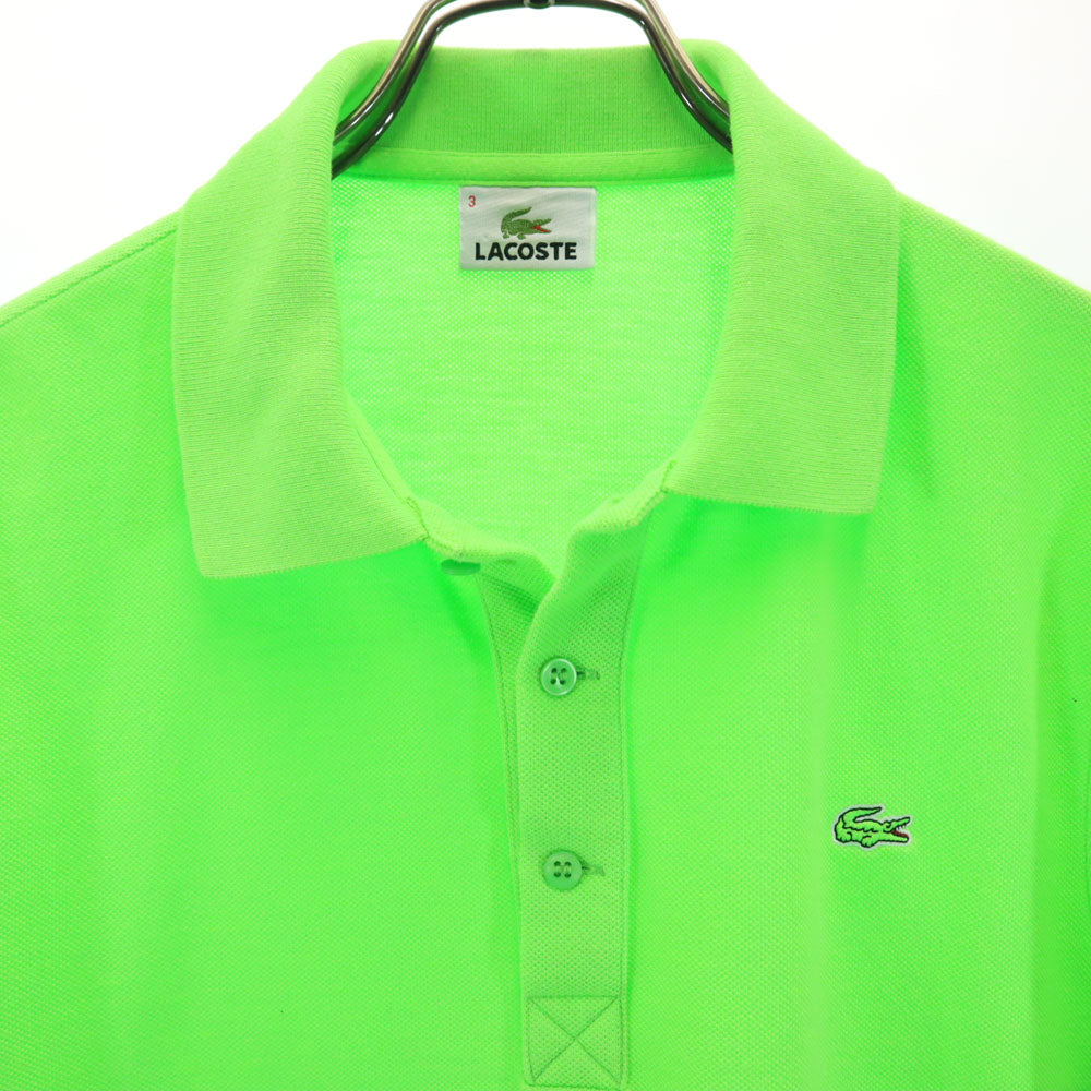 ラコステ 日本製 半袖 ポロシャツ 3 ネオンライトグリーン LACOSTE 鹿の子 メンズ