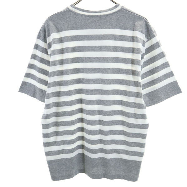 未使用 ユナイテッドアローズ グリーンレーベルリラクシング ボーダー柄 半袖 ポンチ クルーネック Tシャツ XL グレー UNITED ARROWS GREEN LABEL RELAXING カットソー メンズ