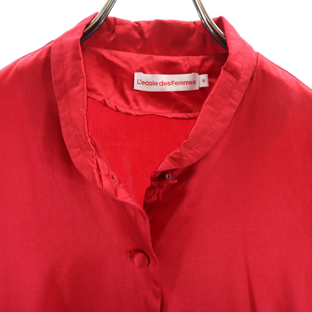 リコルディファムズ シルクブレンド 半袖 丸襟 シャツ M 赤 L'ecole Des Femmes ブラウス フレンチスリーブ レディース