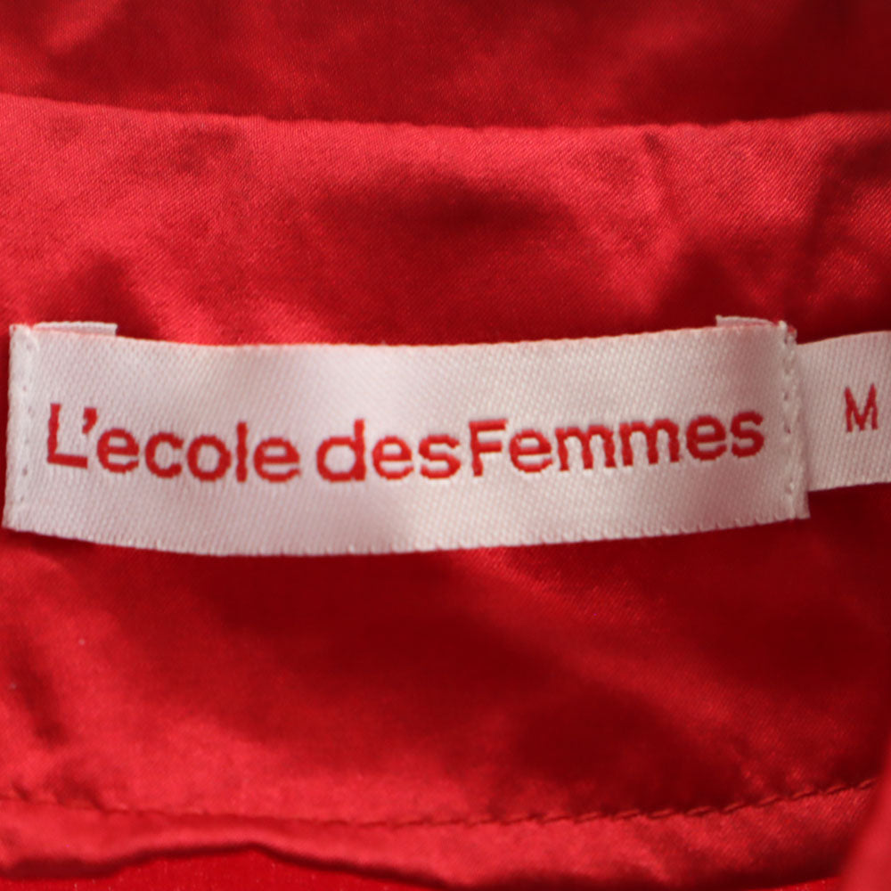 リコルディファムズ シルクブレンド 半袖 丸襟 シャツ M 赤 L'ecole Des Femmes ブラウス フレンチスリーブ レディース