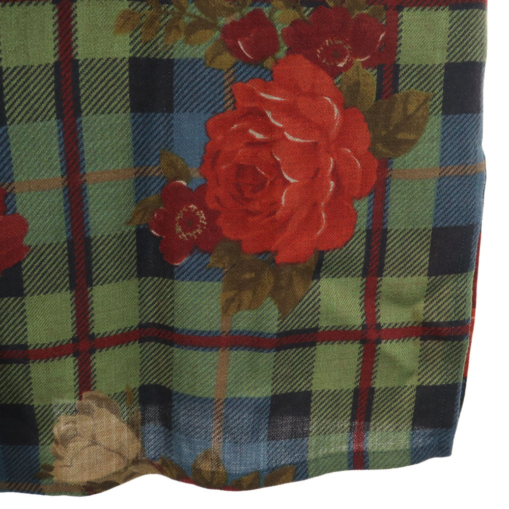 バーバリーズ 90s シルクブレンド オールド 花柄 長袖 オープンカラーシャツ 上下 セットアップ 7AR/9 カーキ 他 Burberrys ラップスカート レディース