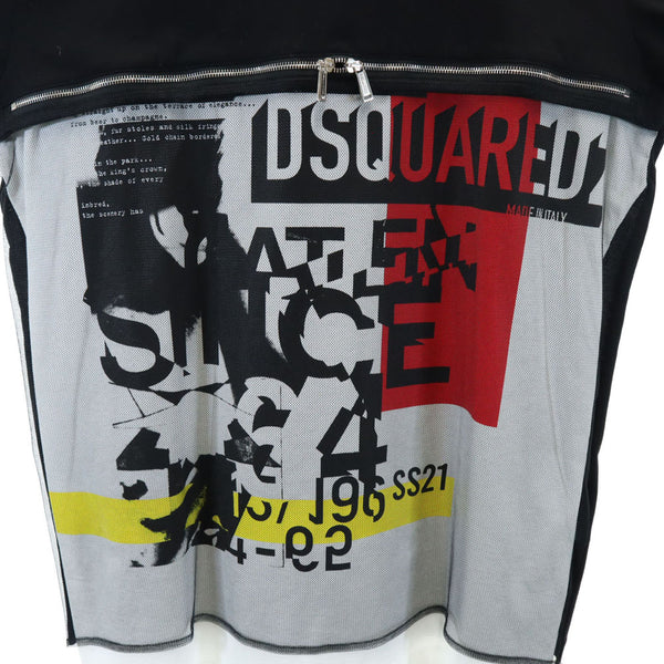 未使用 ディースクエアード イタリア製 半袖 メッシュ レイヤード Tシャツ XS ブラック DSQUARED2 メンズ