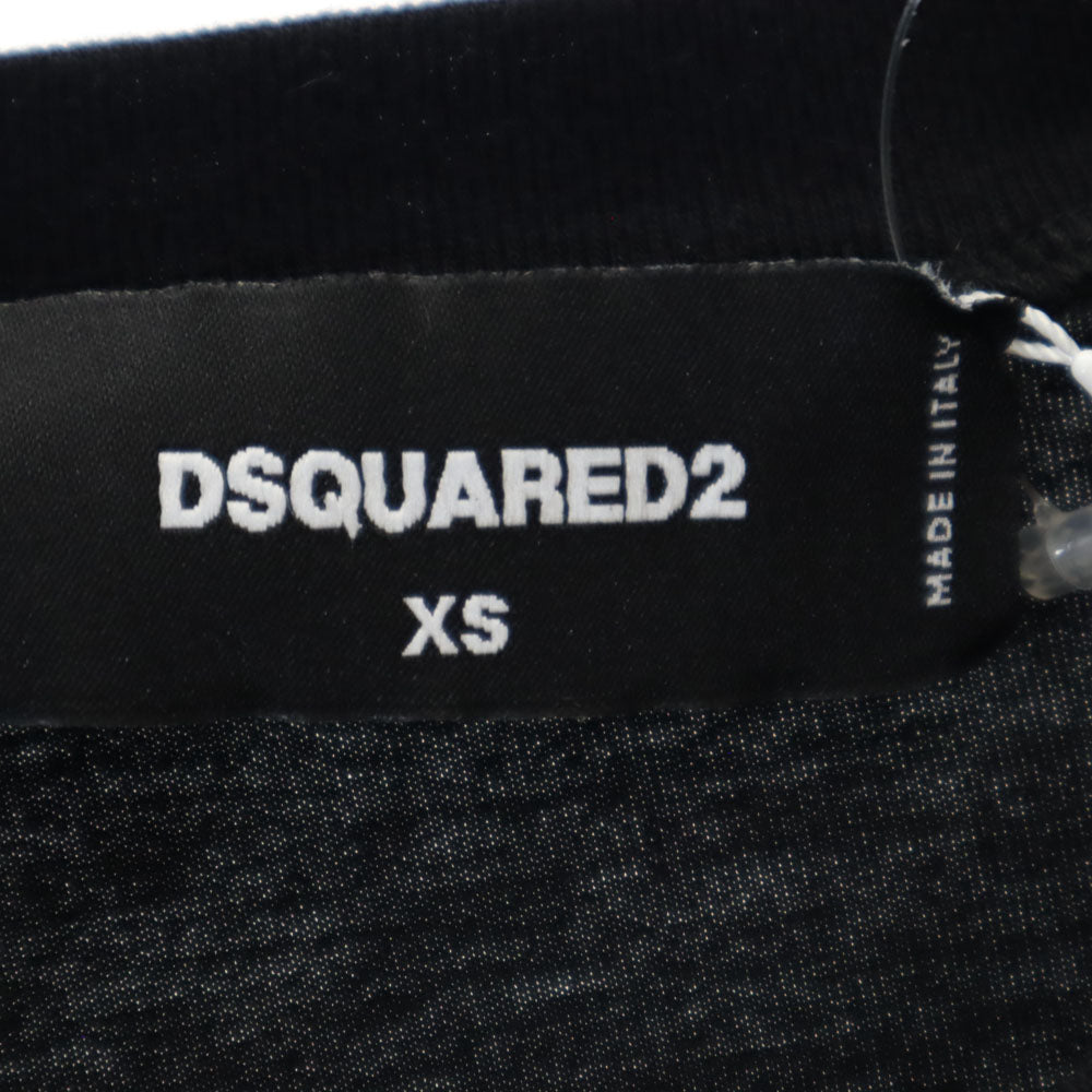 未使用 ディースクエアード イタリア製 半袖 メッシュ レイヤード Tシャツ XS ブラック DSQUARED2 メンズ