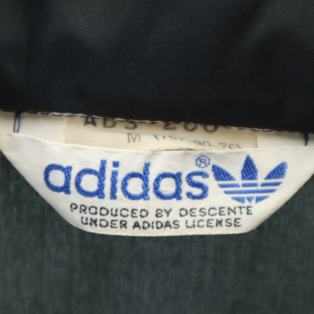 adidas アディダス 70s デサント製 ヴィンテージ トレフォイルロゴ刺繍 ナイロンジャケット M ブラック メンズ