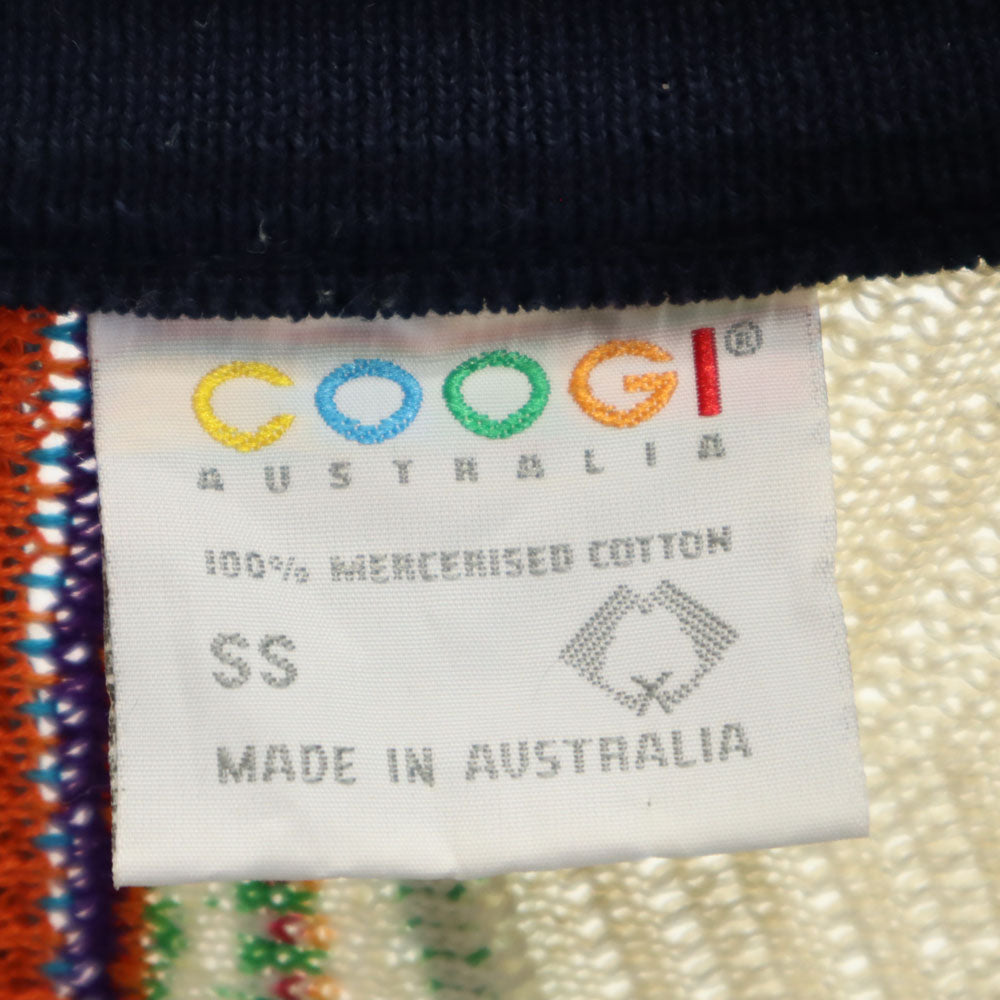 COOGI クージー 90s オーストラリア製 オールド 3D Vネック 3D ニットカーディガン SS ネイビー 長袖 メンズ