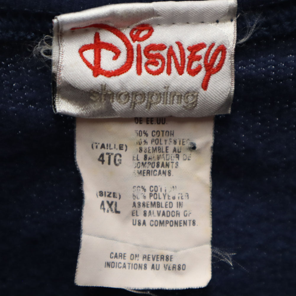 Disney ディズニー オールド ミッキーマウスプリント 長袖 トレーナー 4XL ネイビー系 ビッグサイズ スウェット 裏起毛 メンズ