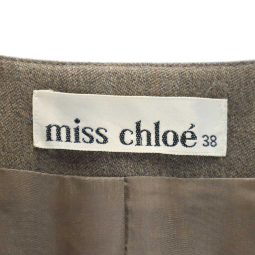 miss chloe ミスクロエ 日本製 ウール ノーカラー ジャケット 38 グレー レディース