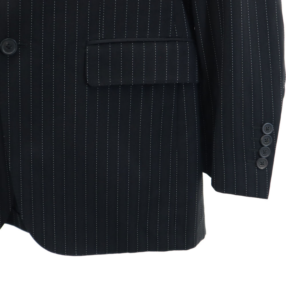 GIVENCHY ジバンシィ イタリア製 シルクブレンド ストライプ柄 テーラードジャケット 46 ブラック メンズ