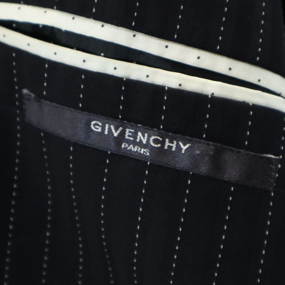 GIVENCHY ジバンシィ イタリア製 シルクブレンド ストライプ柄 テーラードジャケット 46 ブラック メンズ