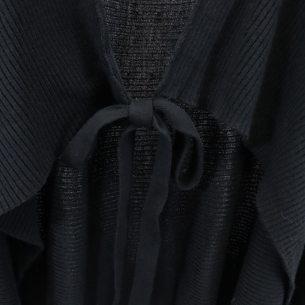 HaaT ハート ウール リブニット ポンチョ 2 ブラック イッセイミヤケ レディース