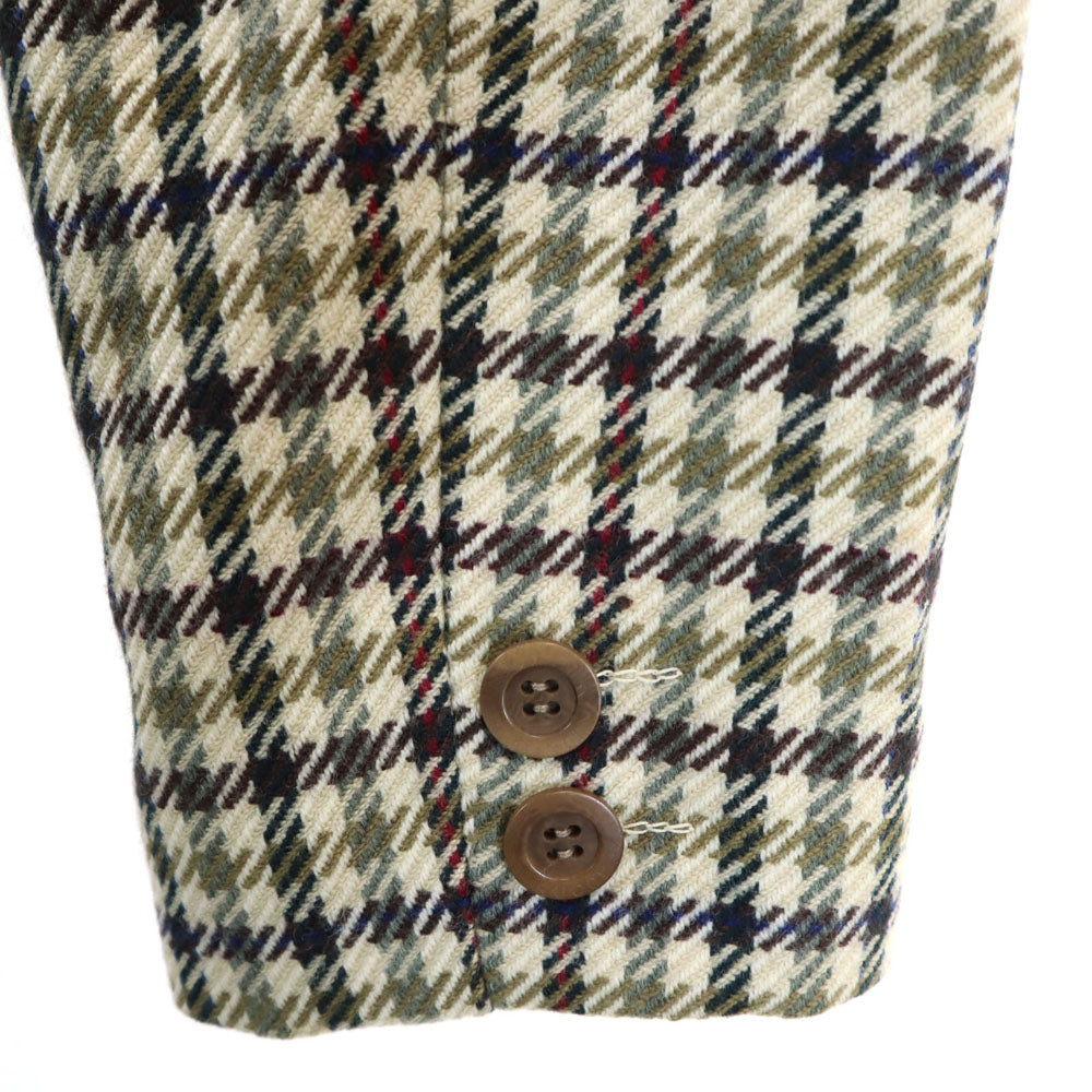 GUCCI グッチ 80s 90s イタリア製 ウールブレンド オールド チェック柄 ジャケット 40 カーキ系 ダブルボタン レディース