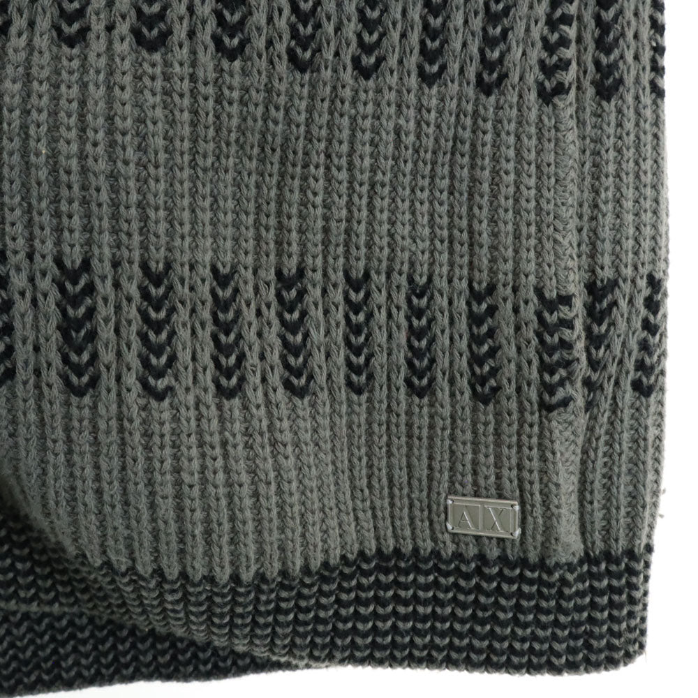 アルマーニエクスチェンジ 総柄 長袖 ハイネック ジップ セーター XL グレー系 ARMANI EXCHANGE ニット メンズ