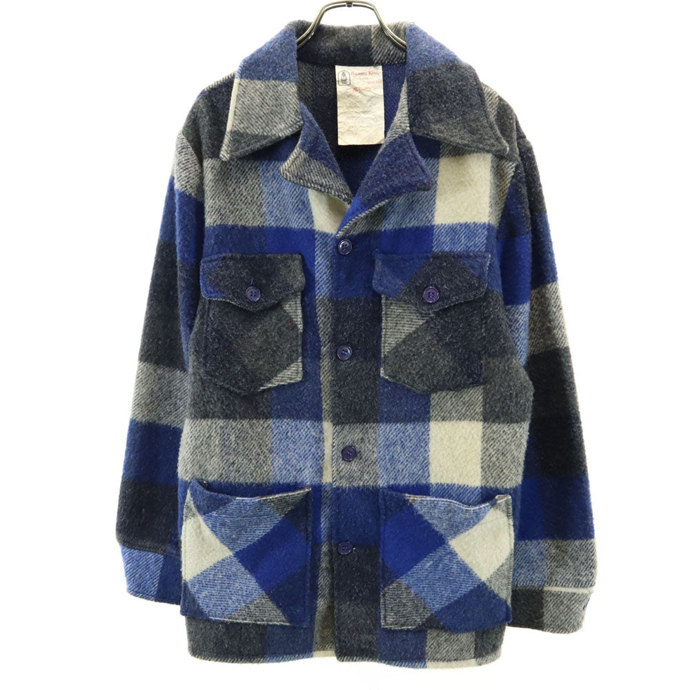サーモキング 70s 80s ヴィンテージ バファローチェック ウールジャケット S ネイビー メンズ