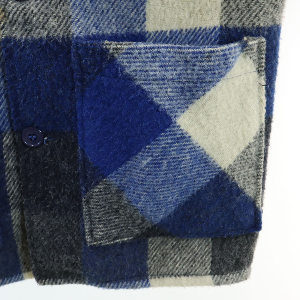 サーモキング 70s 80s ヴィンテージ バファローチェック ウールジャケット S ネイビー メンズ