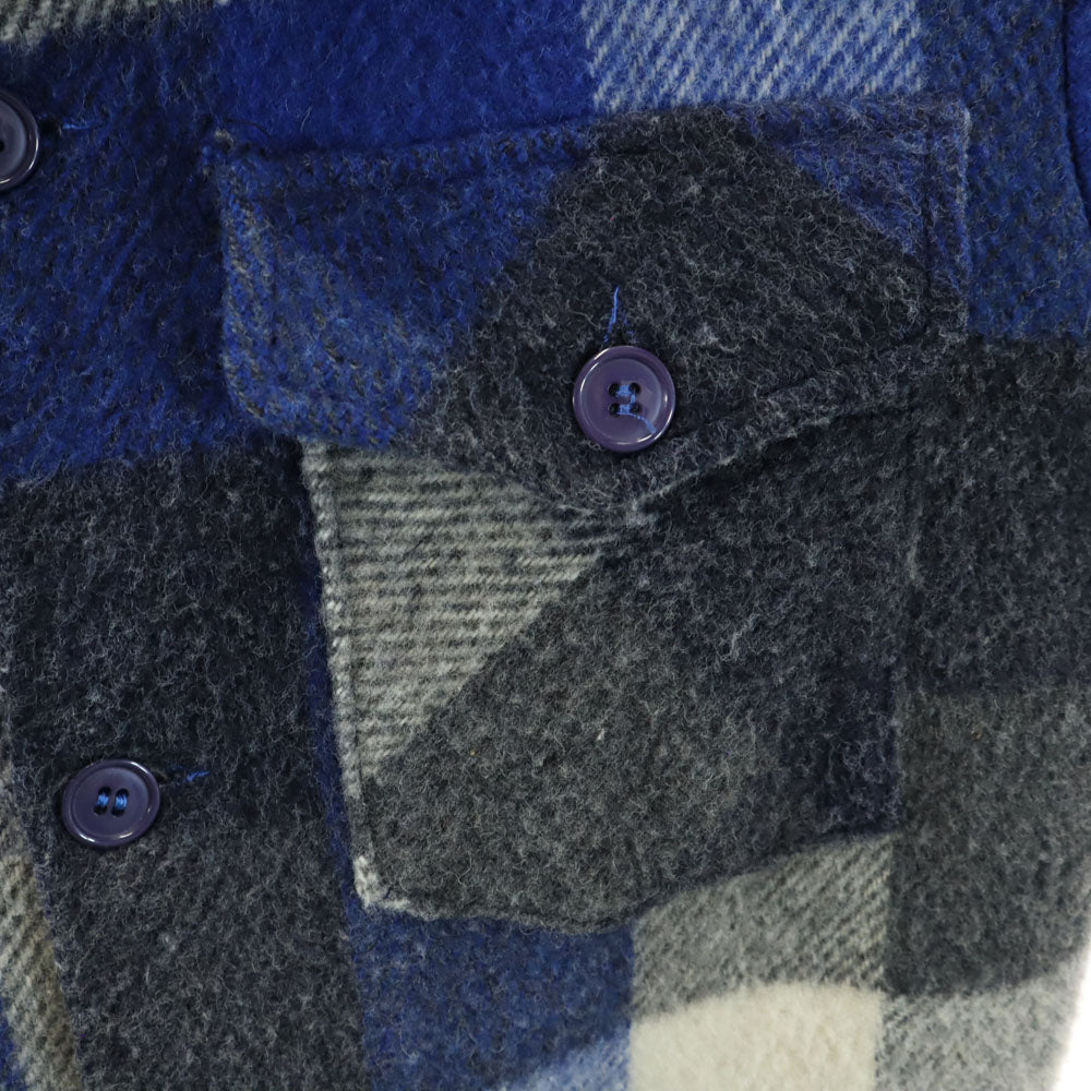 サーモキング 70s 80s ヴィンテージ バファローチェック ウールジャケット S ネイビー メンズ