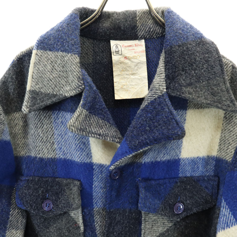 サーモキング 70s 80s ヴィンテージ バファローチェック ウールジャケット S ネイビー メンズ