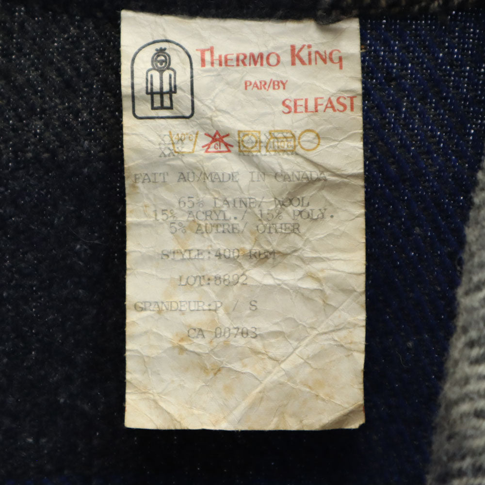 サーモキング 70s 80s ヴィンテージ バファローチェック ウールジャケット S ネイビー メンズ