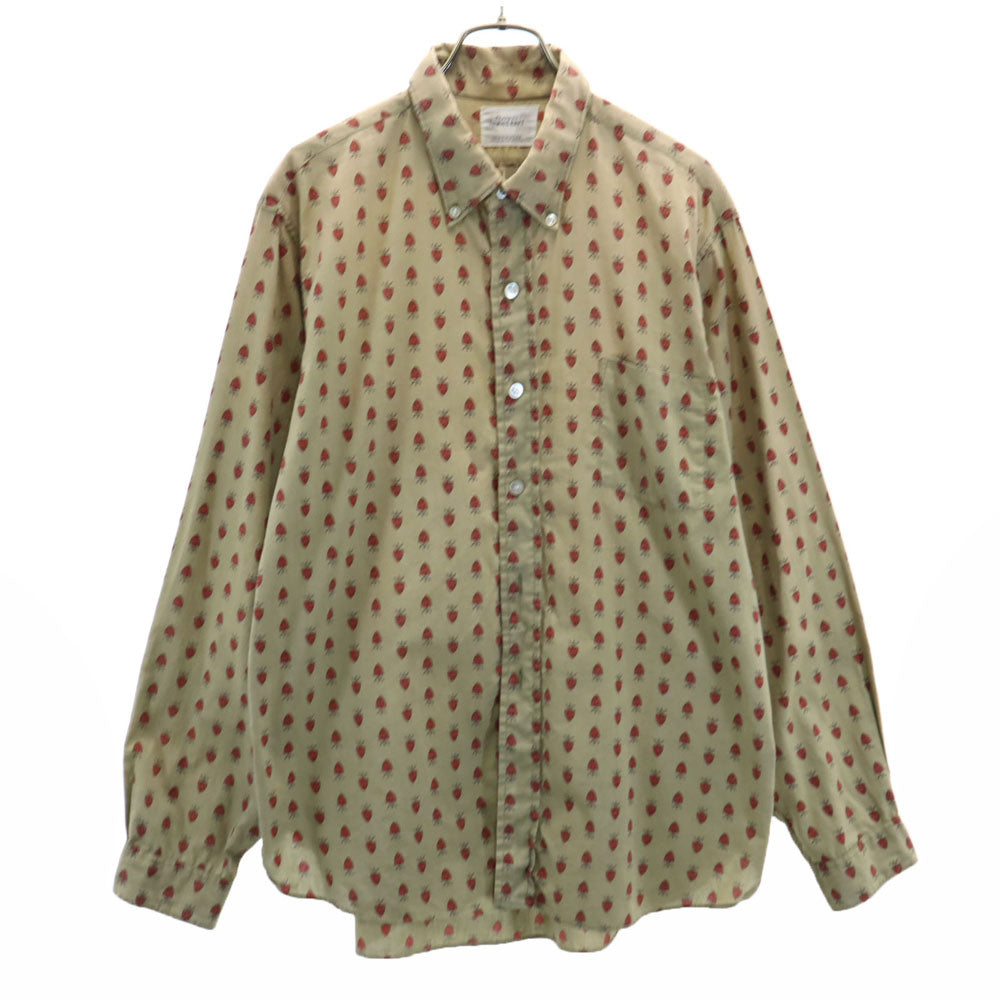 PENNEYS ペニーズ 60s ヴィンテージ 総柄 長袖 ボタンダウンシャツ L ベージュ メンズ