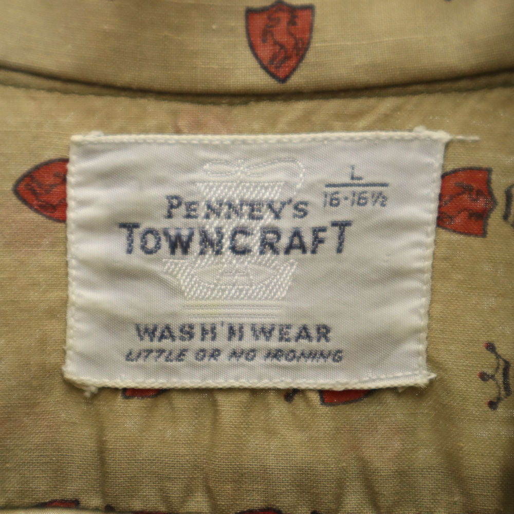 PENNEYS ペニーズ 60s ヴィンテージ 総柄 長袖 ボタンダウンシャツ L ベージュ メンズ