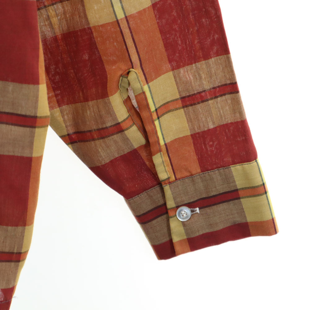 Sears シアーズ 60s ヴィンテージ ボックスカット チェック柄 長袖 シャツ L オレンジ系 ビッグサイズ メンズ