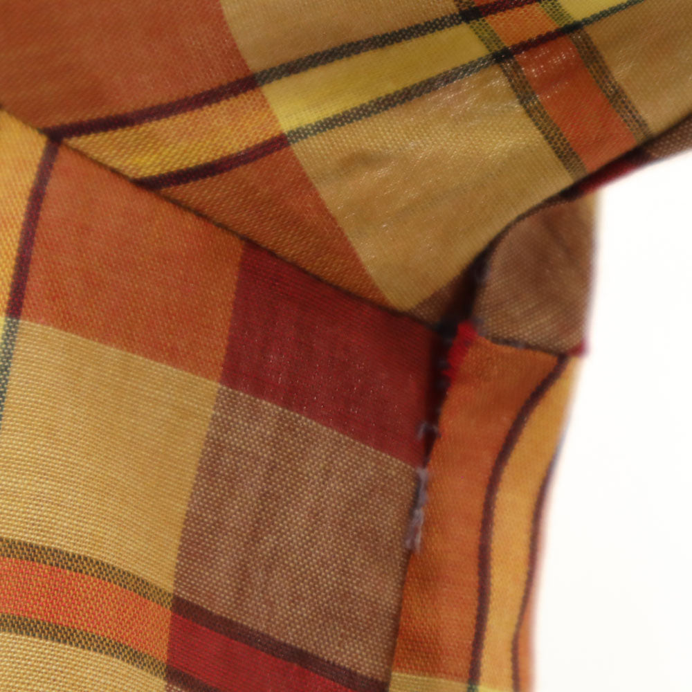 Sears シアーズ 60s ヴィンテージ ボックスカット チェック柄 長袖 シャツ L オレンジ系 ビッグサイズ メンズ