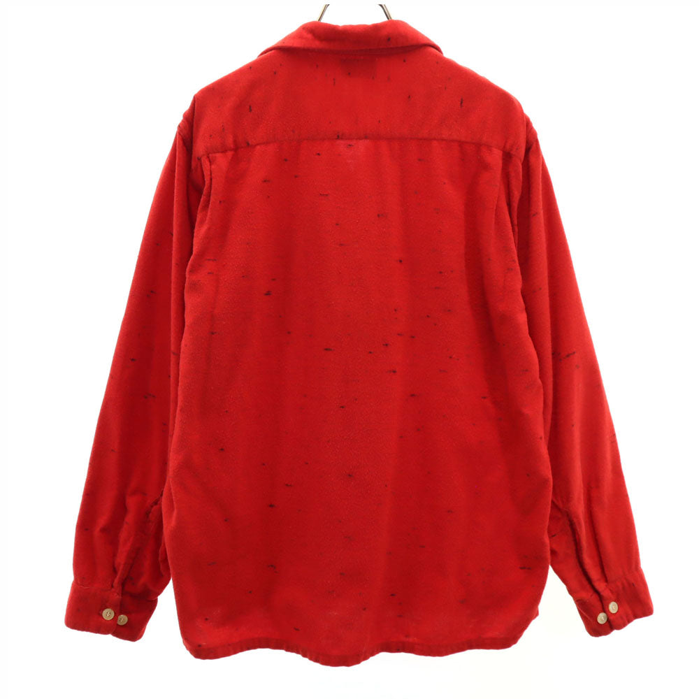 Washington ワシントン 50s ヴィンテージ 開襟 ボックスカット 長袖 フランネル オープンカラーシャツ M レッド メンズ