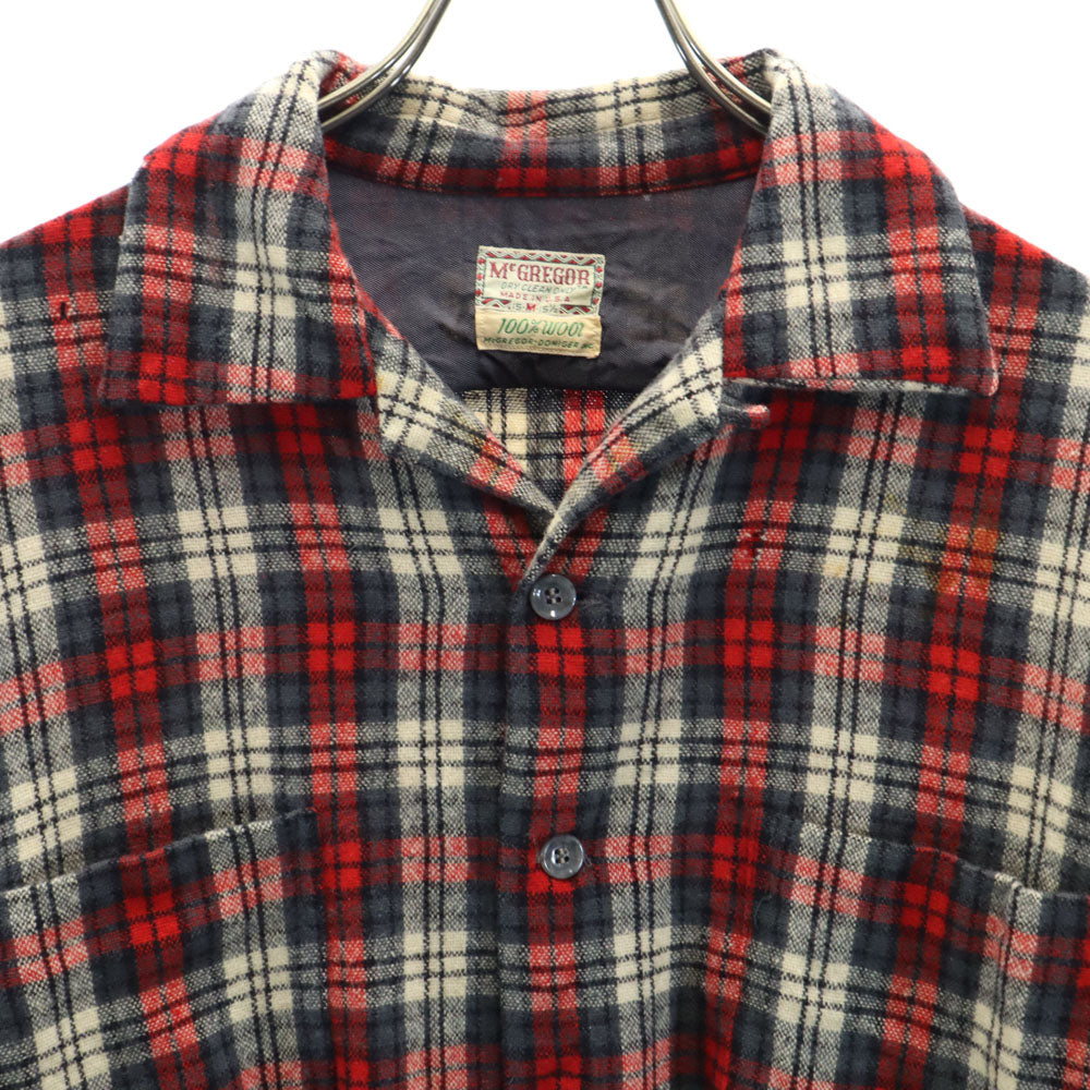 【ヴィンテージ】60s McGREGOR チェックシャツ マクレガー 60s USA製 ウール ヴィンテージ 開襟 チェック柄