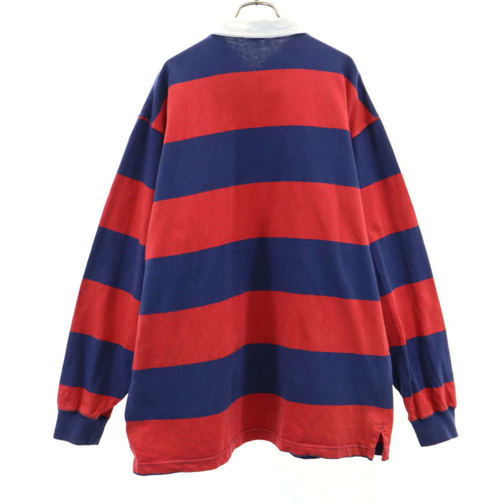 ポロバイラルフローレン ボーダー柄 長袖 ポロシャツ L レッド 他 Polo by Ralph Lauren ラガーシャツ ポロベア メンズ