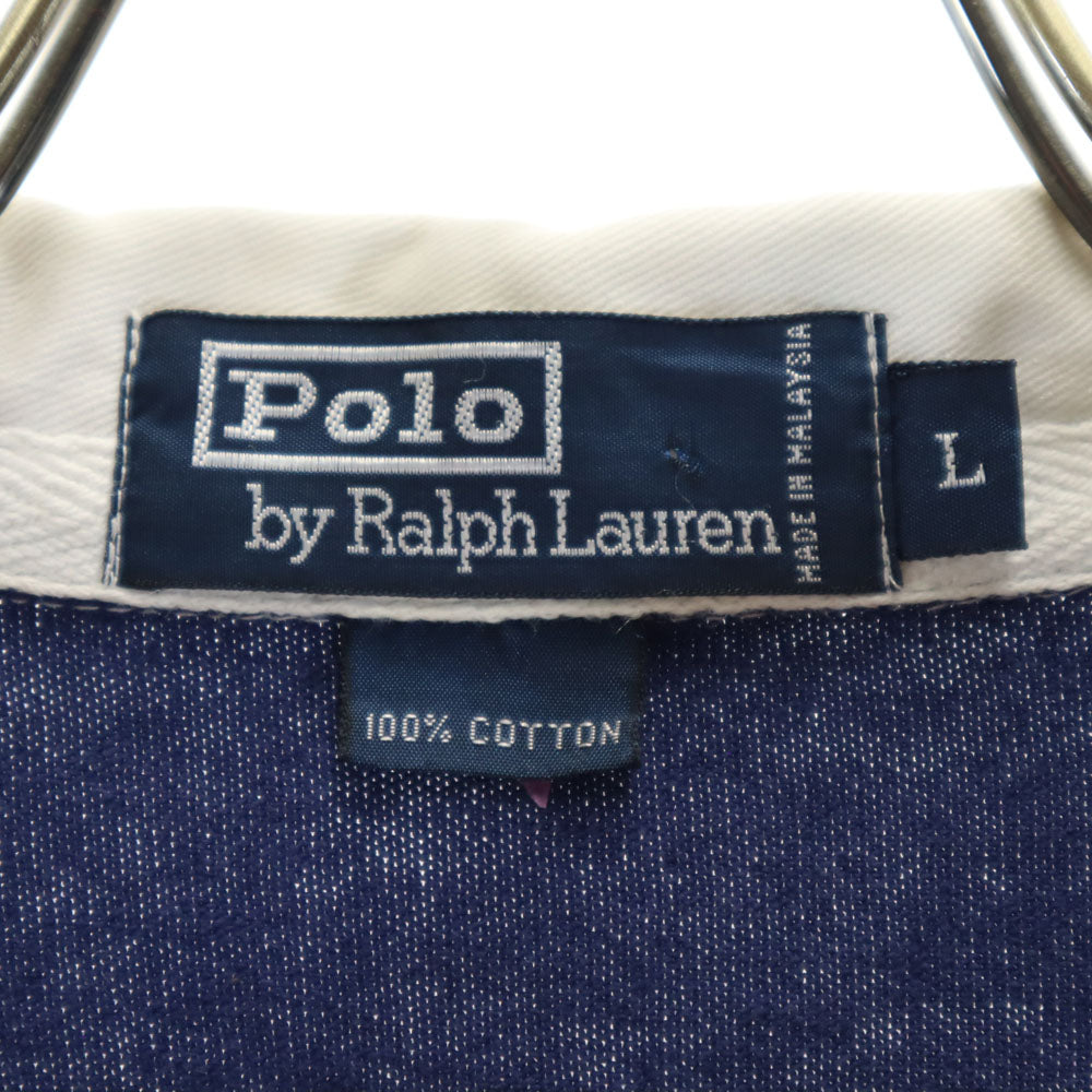 ポロバイラルフローレン ボーダー柄 長袖 ポロシャツ L レッド 他 Polo by Ralph Lauren ラガーシャツ ポロベア メンズ