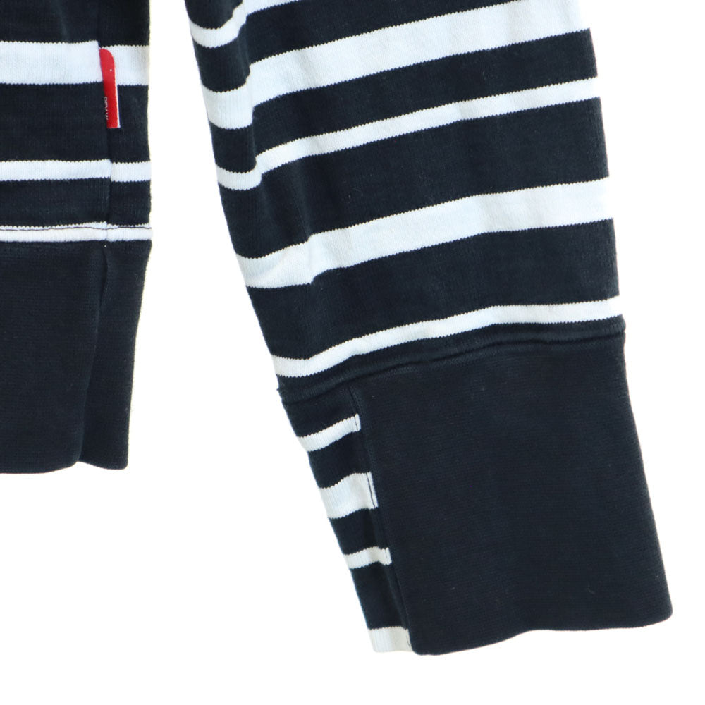 WTAPS ダブルタップス 日本製 ボーダー柄 長袖 ジップパーカー S 白×ブラック メンズ