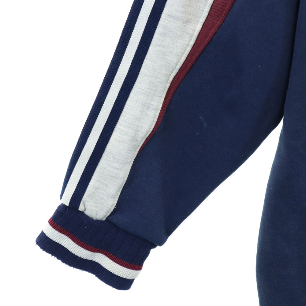 adidas アディダス 80s 日本製 デサント製 ヴィンテージ 長袖 ハーフジップ ハイネック スウェット トレーナー Ｍ-Ｌ ネイビー系 プルオーバー メンズ