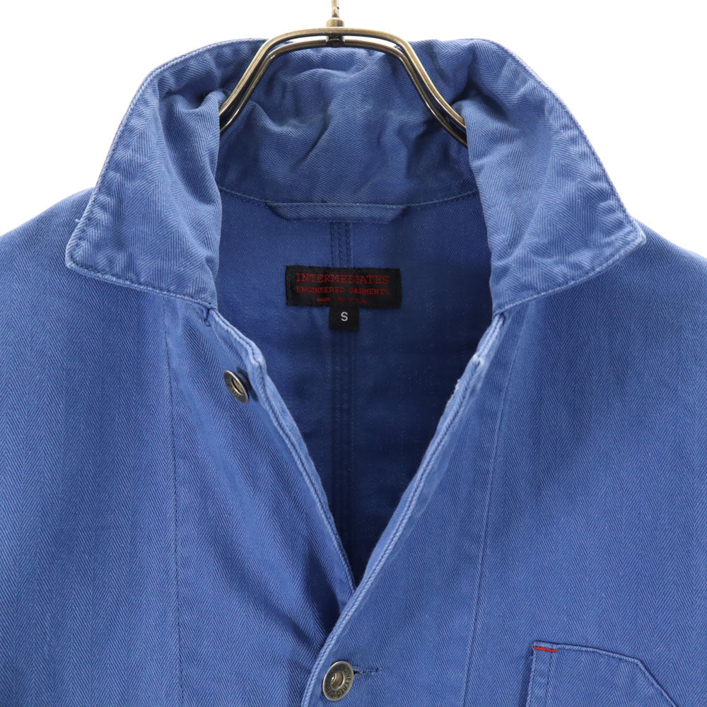 エンジニアードガーメンツ USA製 長袖 ヘリンボーン カバーオール S ブルー Engineered Garments INTERMEDIATES メンズ