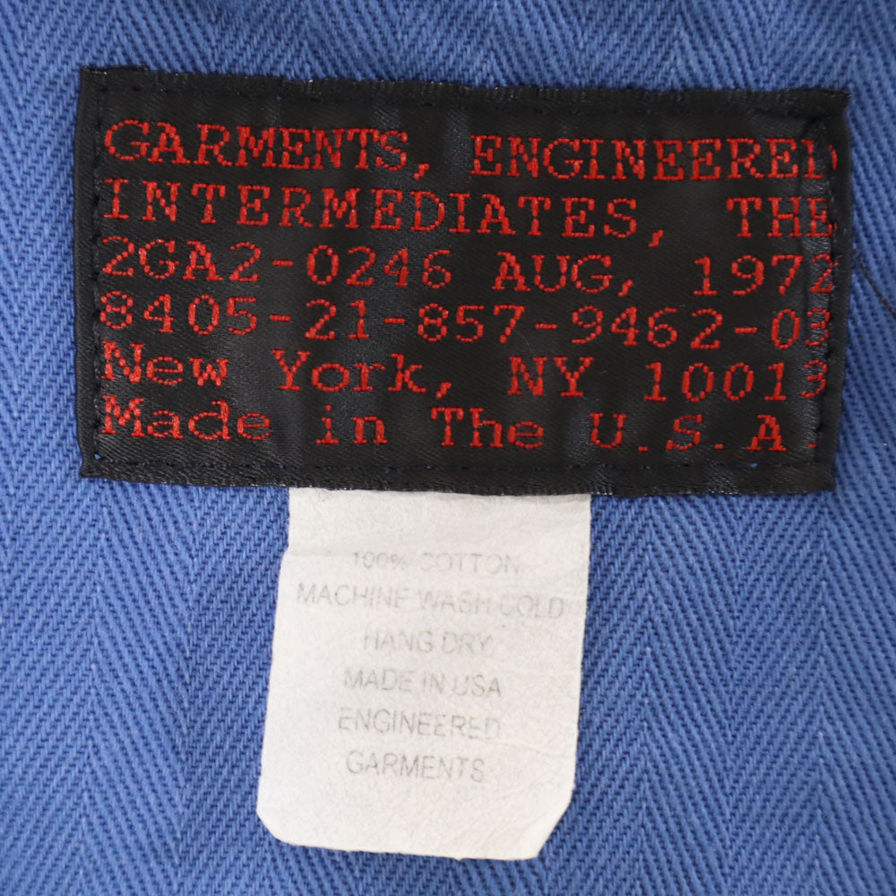 エンジニアードガーメンツ USA製 長袖 ヘリンボーン カバーオール S ブルー Engineered Garments INTERMEDIATES メンズ