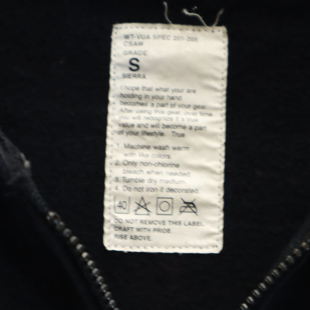 ダブルタップス 日本製 長袖 スウェット ジップパーカー S ブラック WTAPS メンズ