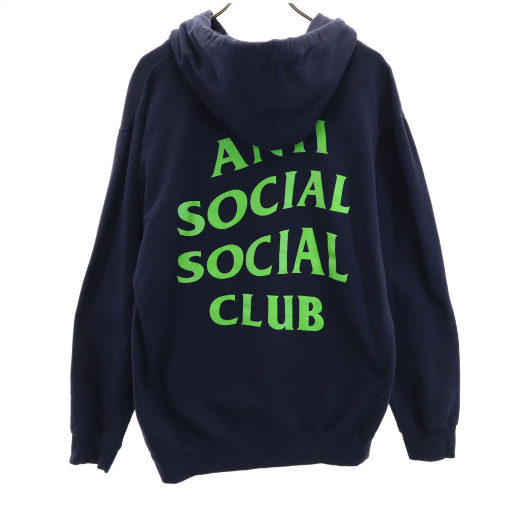 ANTI SOCIAL SOCIAL CLUB アンチソーシャルソーシャルクラブ USA製 バックプリント 長袖 スウェットパーカー M ネイビー INDEPENOENT 裏起毛 メンズ