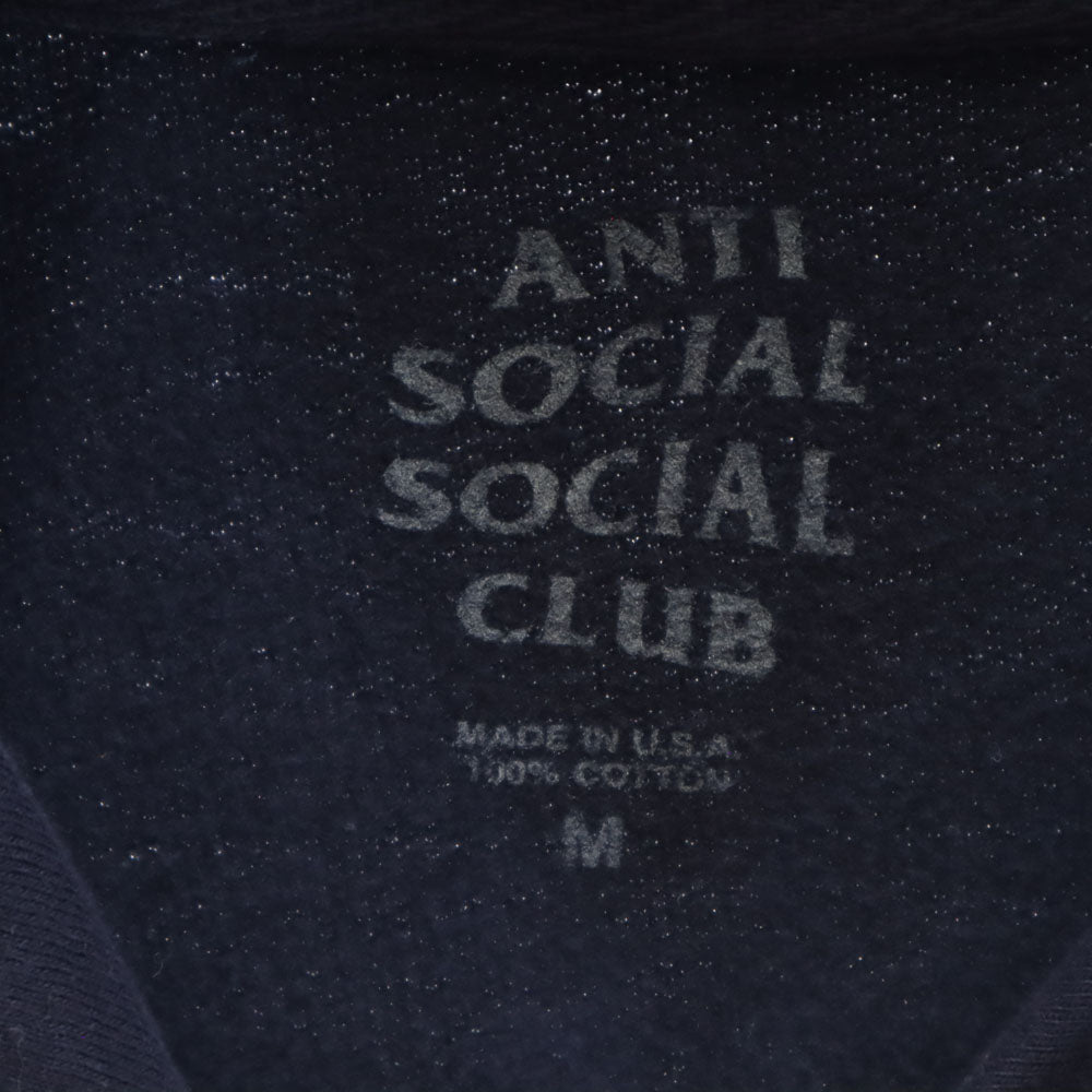 ANTI SOCIAL SOCIAL CLUB アンチソーシャルソーシャルクラブ USA製 バックプリント 長袖 スウェットパーカー M ネイビー INDEPENOENT 裏起毛 メンズ