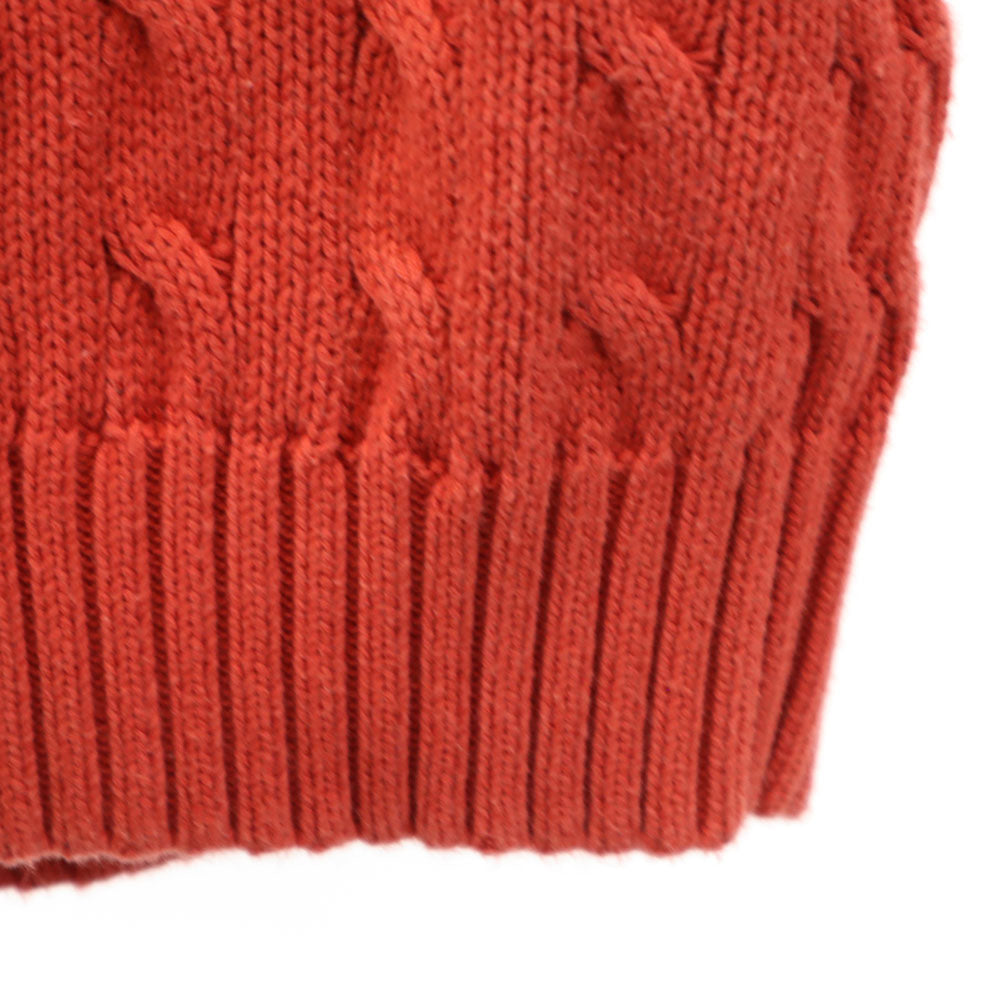 RALPH LAUREN SPORT ラルフローレンスポーツ 長袖 ケーブル編み Vネック セーター M 朱色 ニット レディース