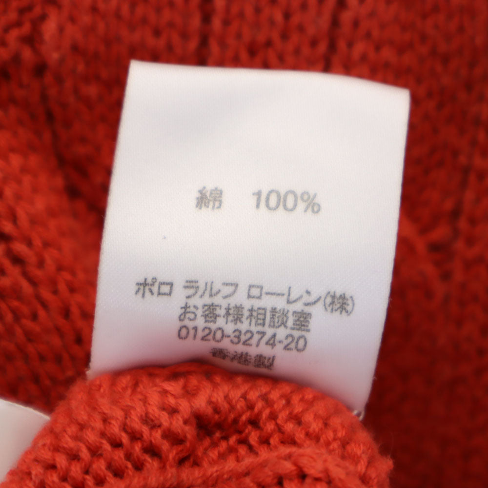 RALPH LAUREN SPORT ラルフローレンスポーツ 長袖 ケーブル編み Vネック セーター M 朱色 ニット レディース