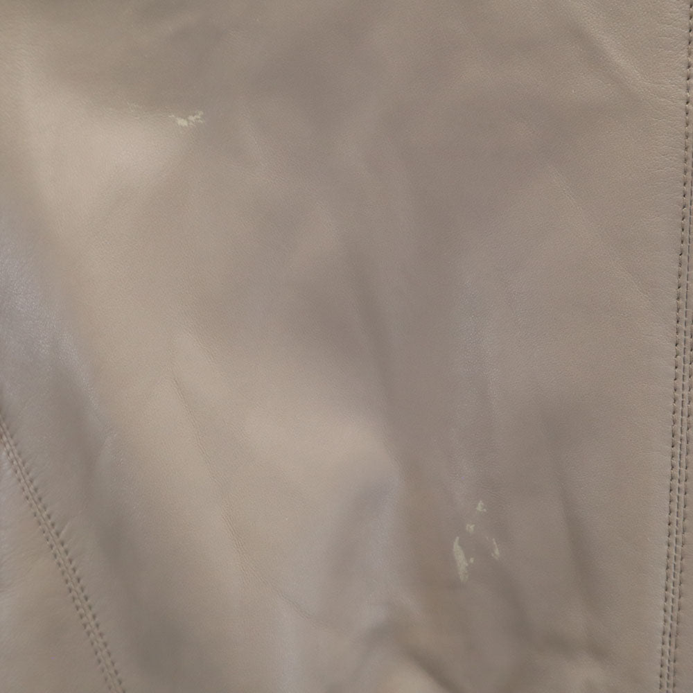 LOEWE ロエベ スペイン製 ノーカラー レザージャケット 42 ピンクグレー系 レディース