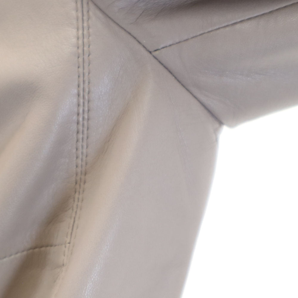 LOEWE ロエベ スペイン製 ノーカラー レザージャケット 42 ピンクグレー系 レディース