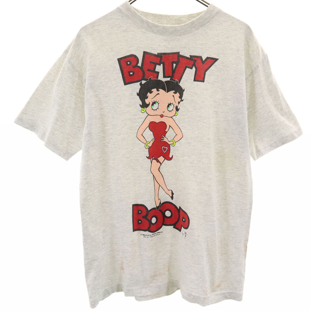 NJ CROCE 80s USA製 ヴィンテージ ベティーブープ 半袖 Tシャツ M ライトグレー BETTY BOOP メンズ