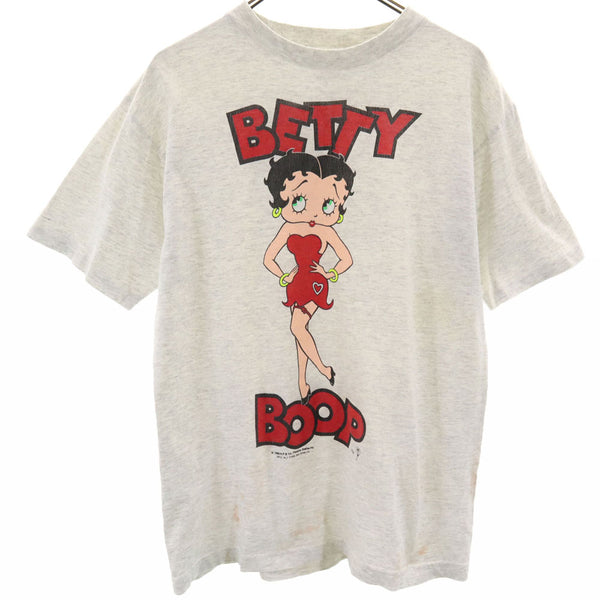 NJ CROCE 80s USA製 ヴィンテージ ベティーブープ 半袖 Tシャツ M ライトグレー NJ CROCE BETTY BOOP メンズ