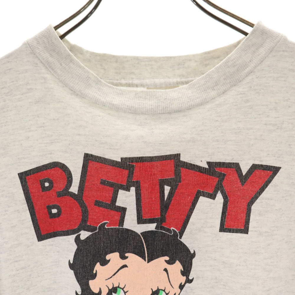 NJ CROCE 80s USA製 ヴィンテージ ベティーブープ 半袖 Tシャツ M ライトグレー NJ CROCE BETTY BOOP メンズ