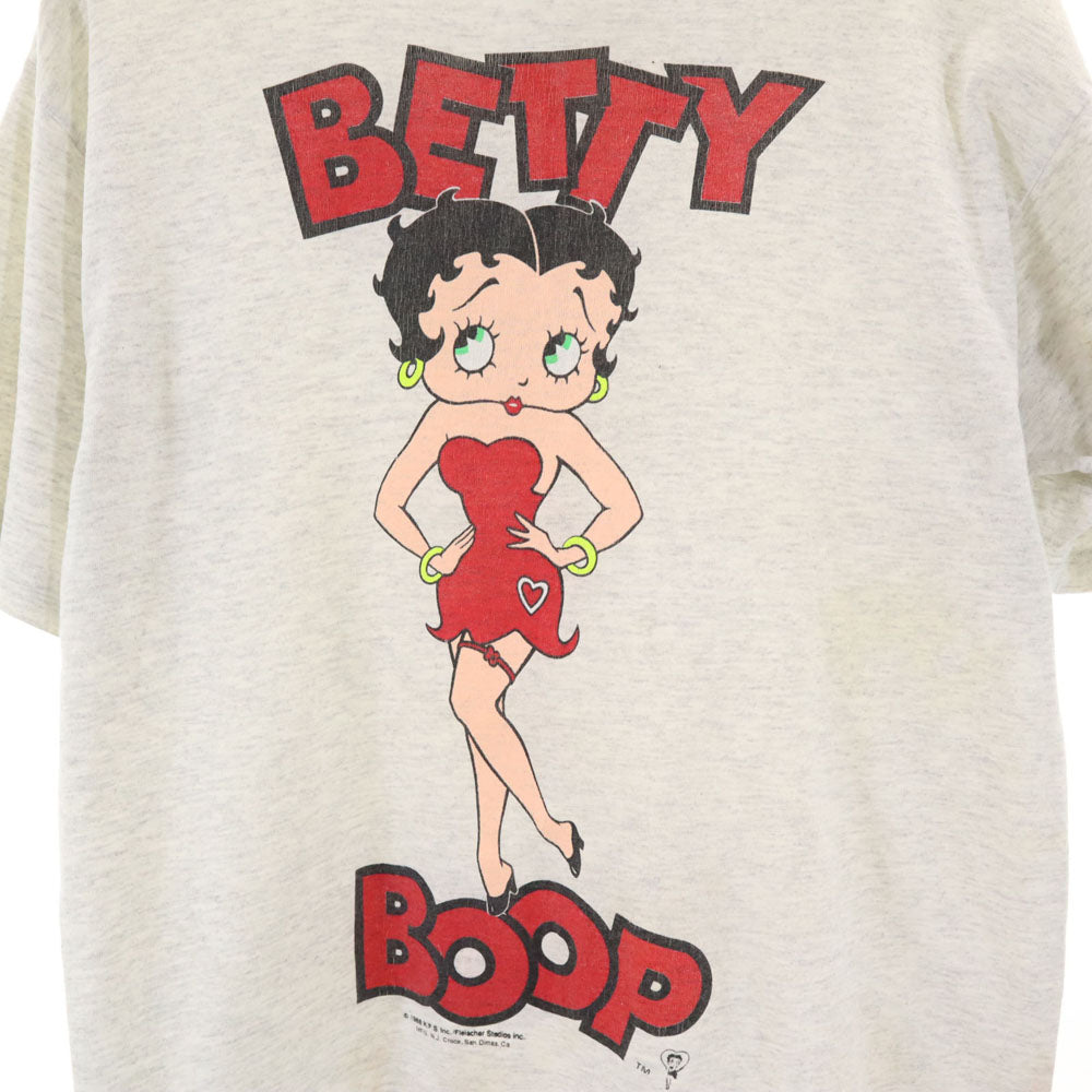 NJ CROCE 80s USA製 ヴィンテージ ベティーブープ 半袖 Tシャツ M ライトグレー BETTY BOOP メンズ